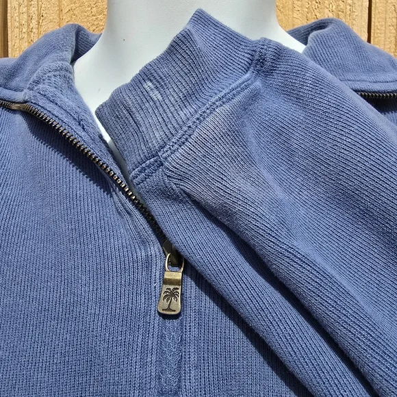 Tommy Bahama Relax 1/4 Zip Sweater Mens M Faded Blue Pullover Sweatshirt - Picture 9 of 13